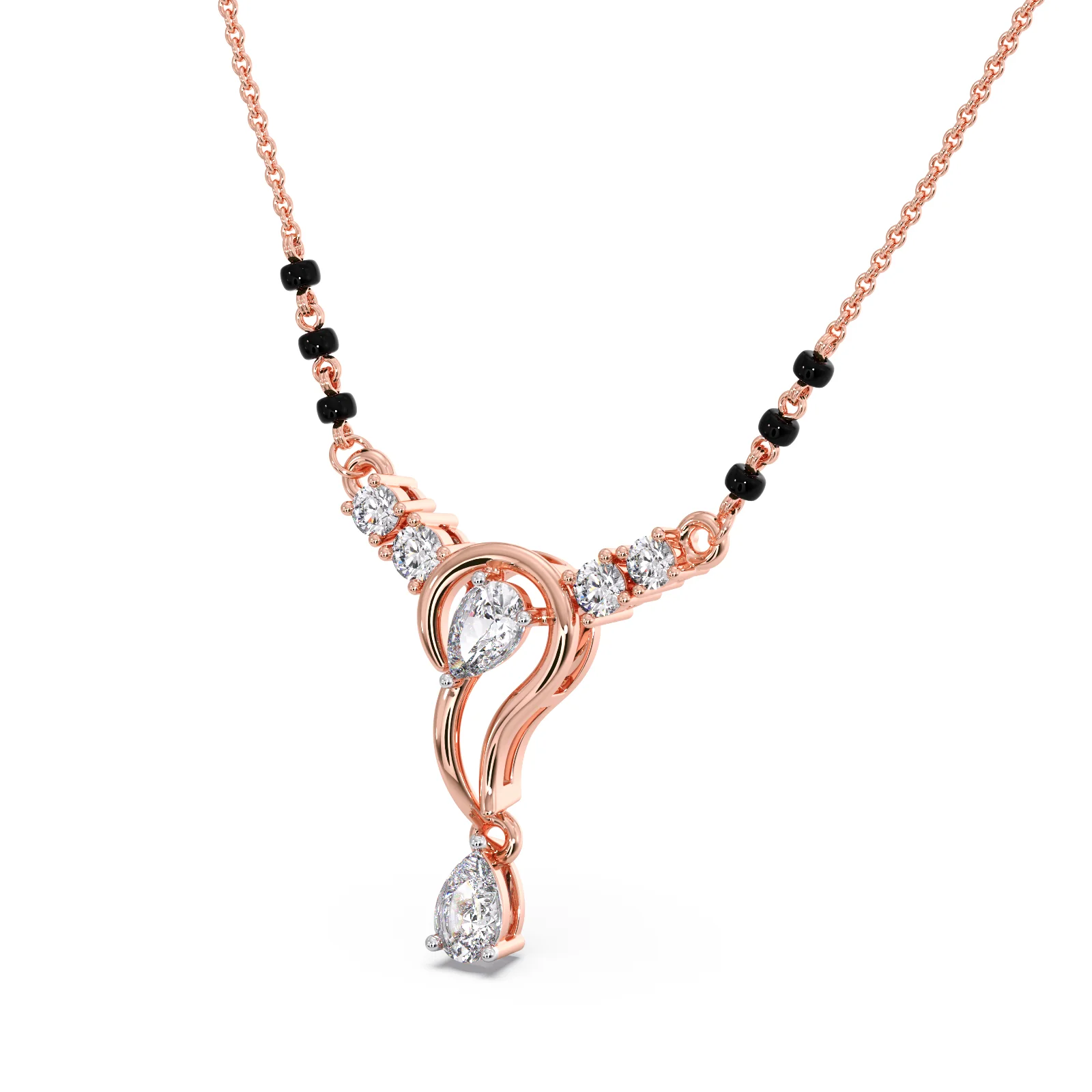 Delicate Pear and Round Diamond Mangalsutra - Image 6