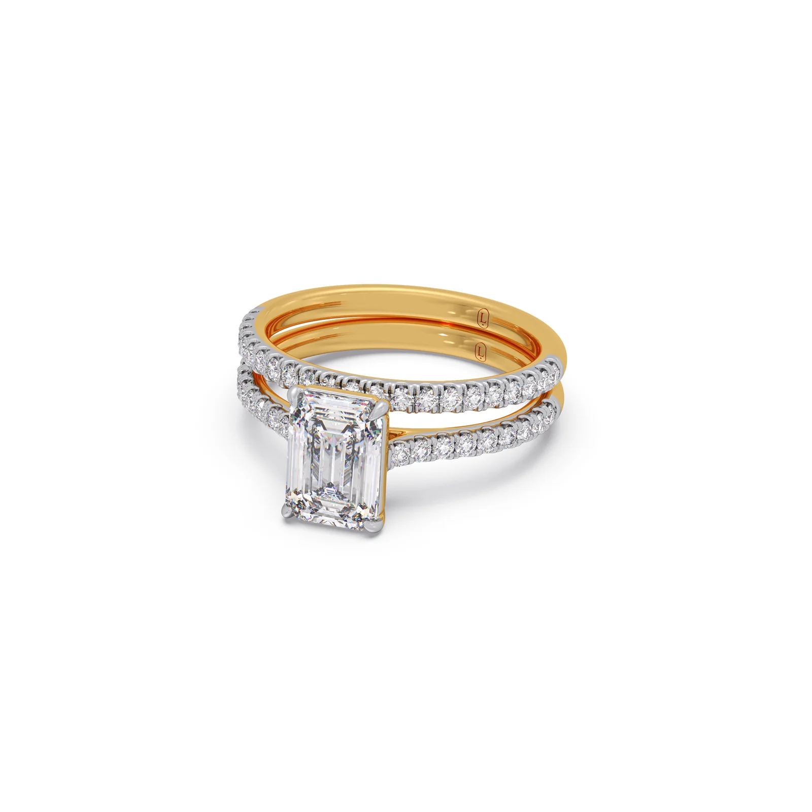 Dual Harmony Emerald Solitaire Diamond Ring - Image 4