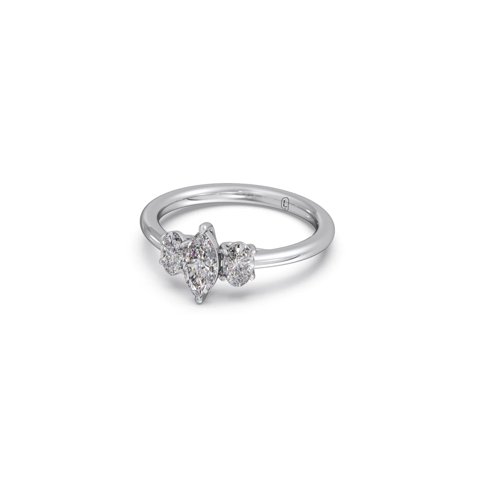 Elegant Marquise & Oval Cut Diamond Trilogy Ring - Image 12