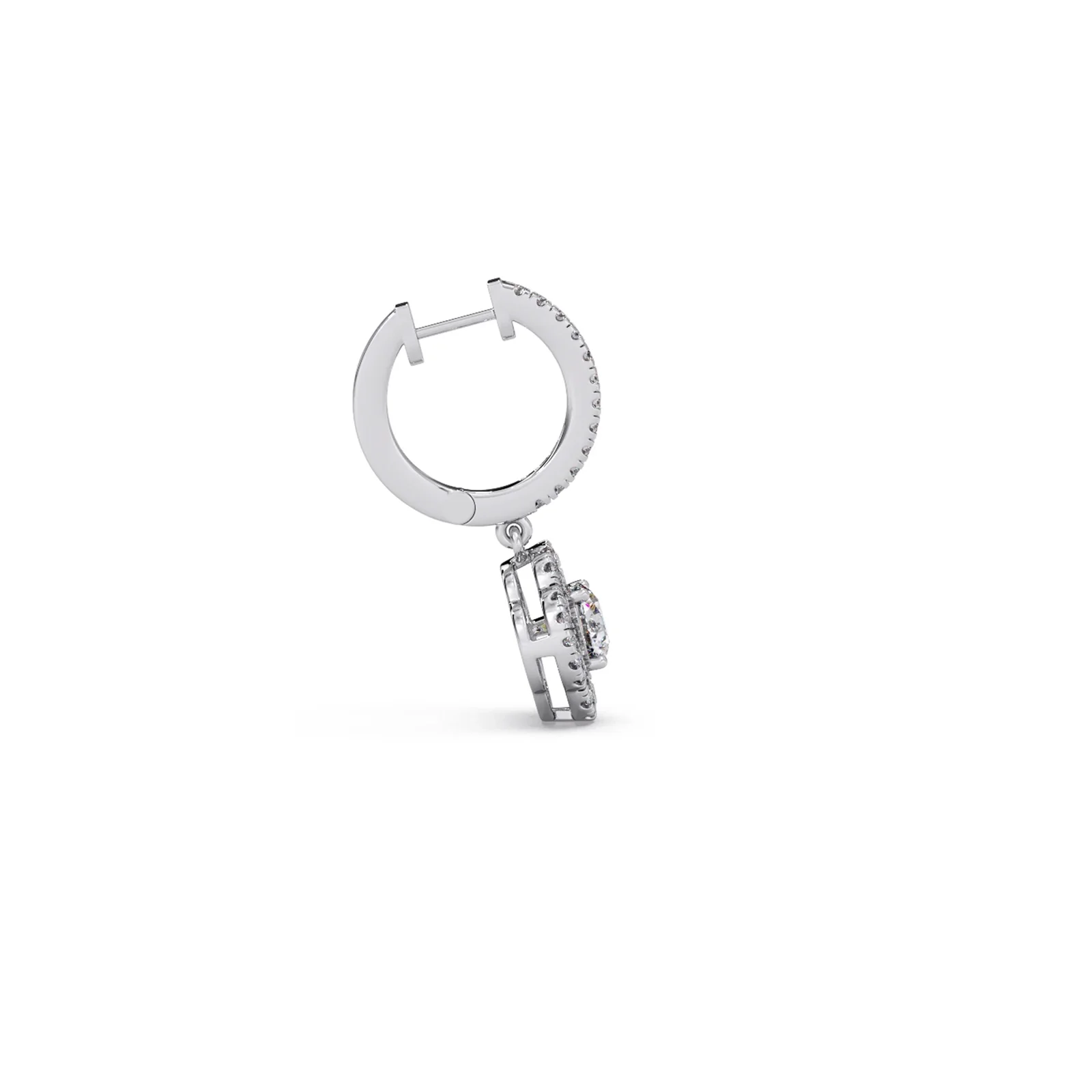 Floral Halo Diamond Dangles Earrings - Image 11