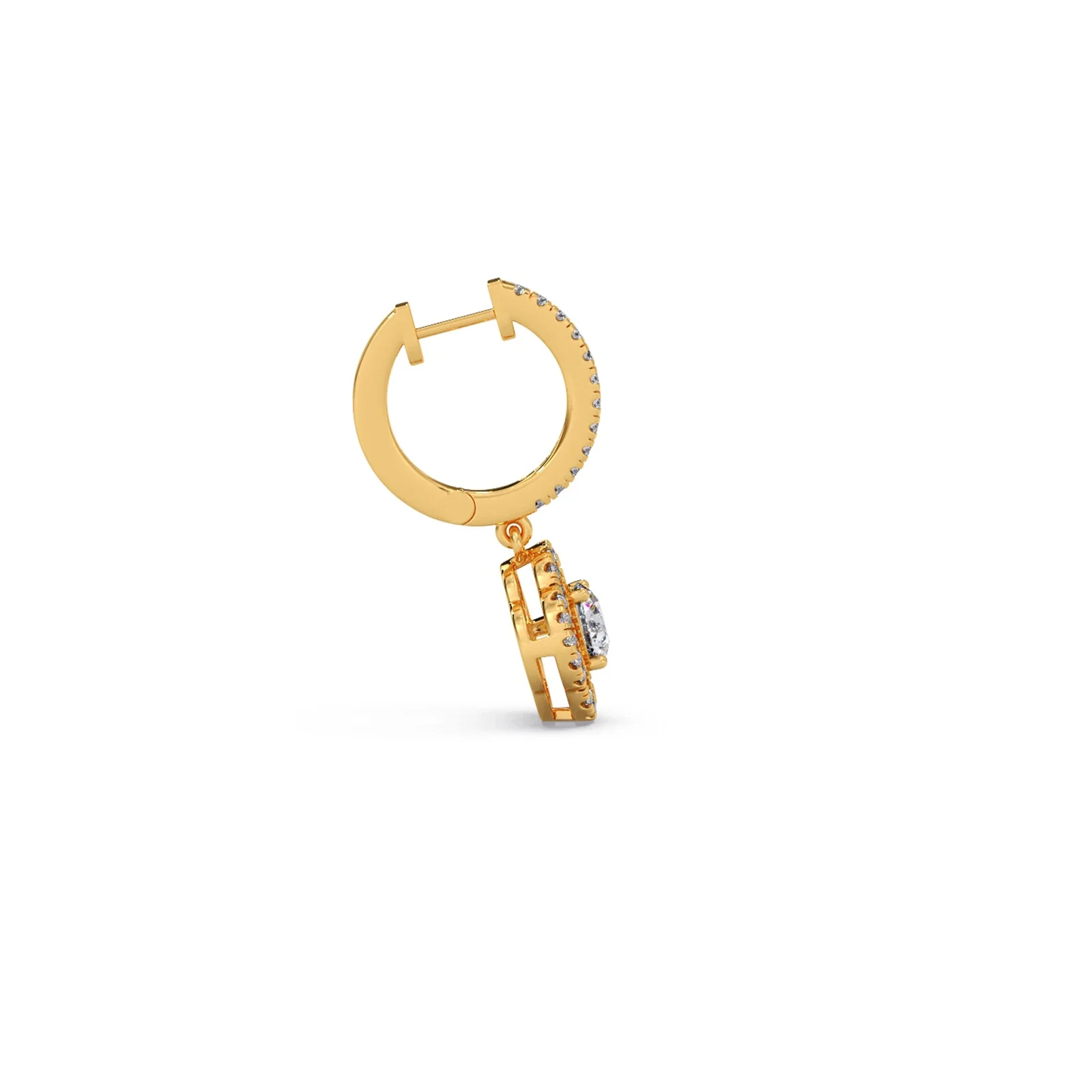 Floral Halo Diamond Dangles Earrings - Image 3