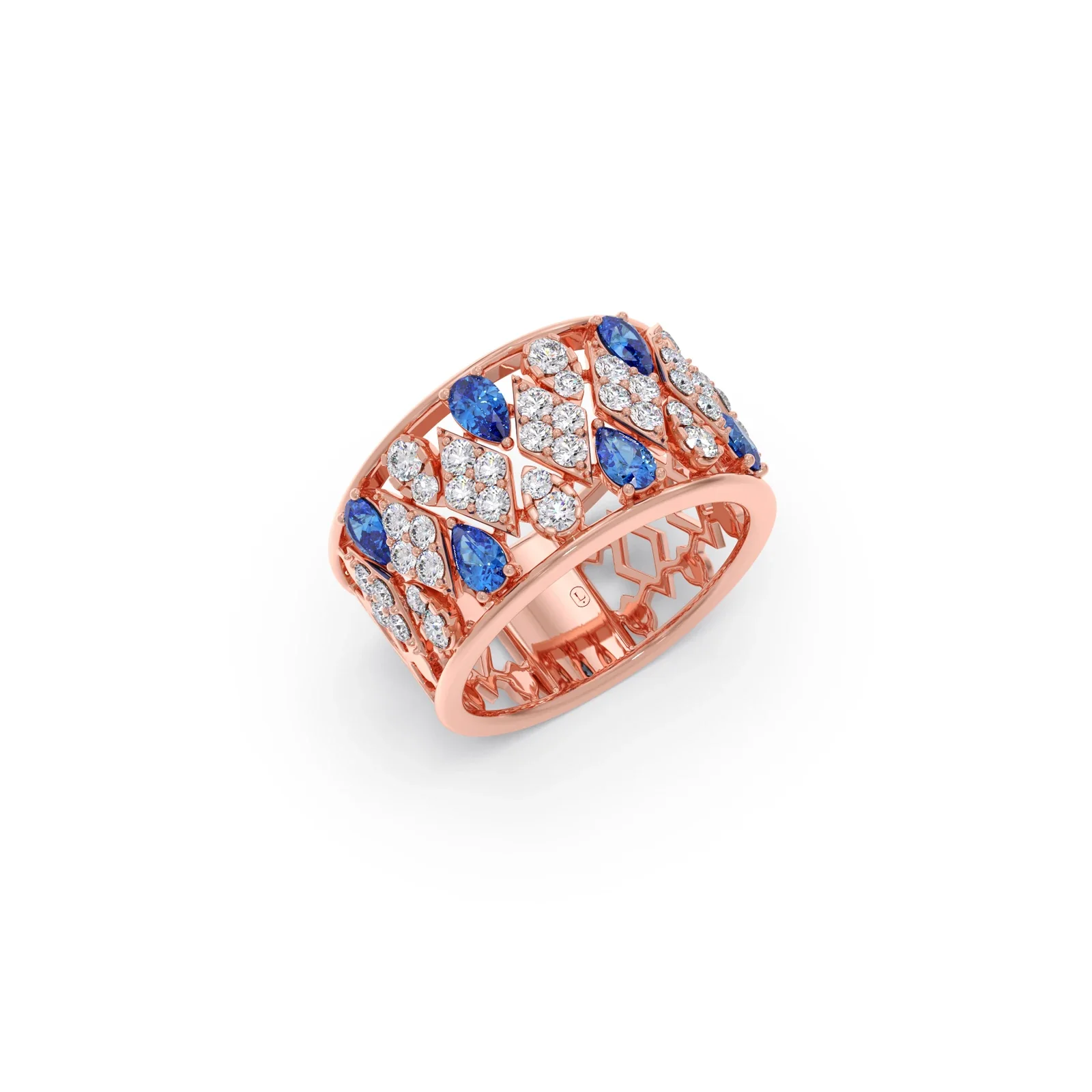 Gemstone & Diamond Wide Band Ring - Image 7