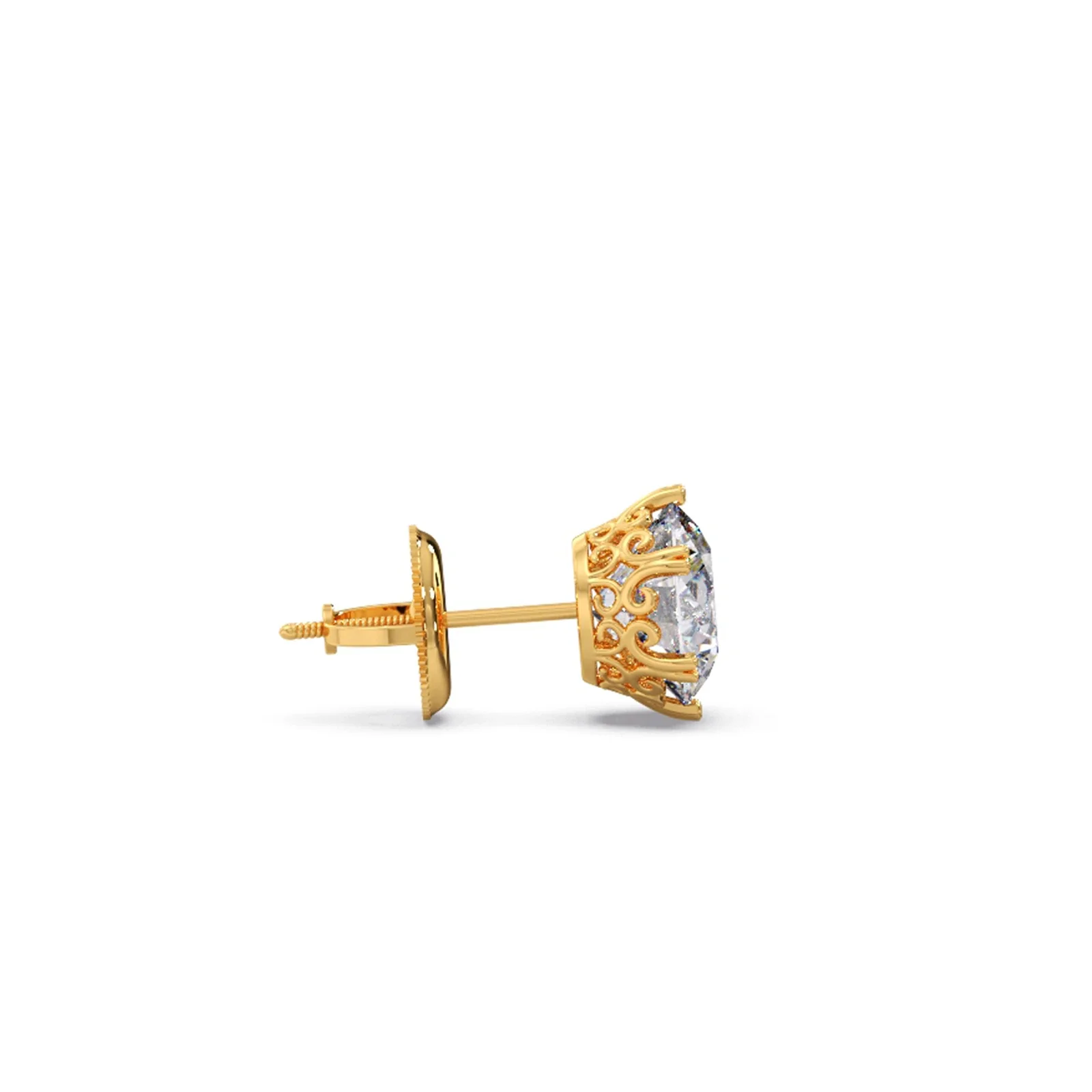Six Prong Round Diamond Stud Earrings - Image 3