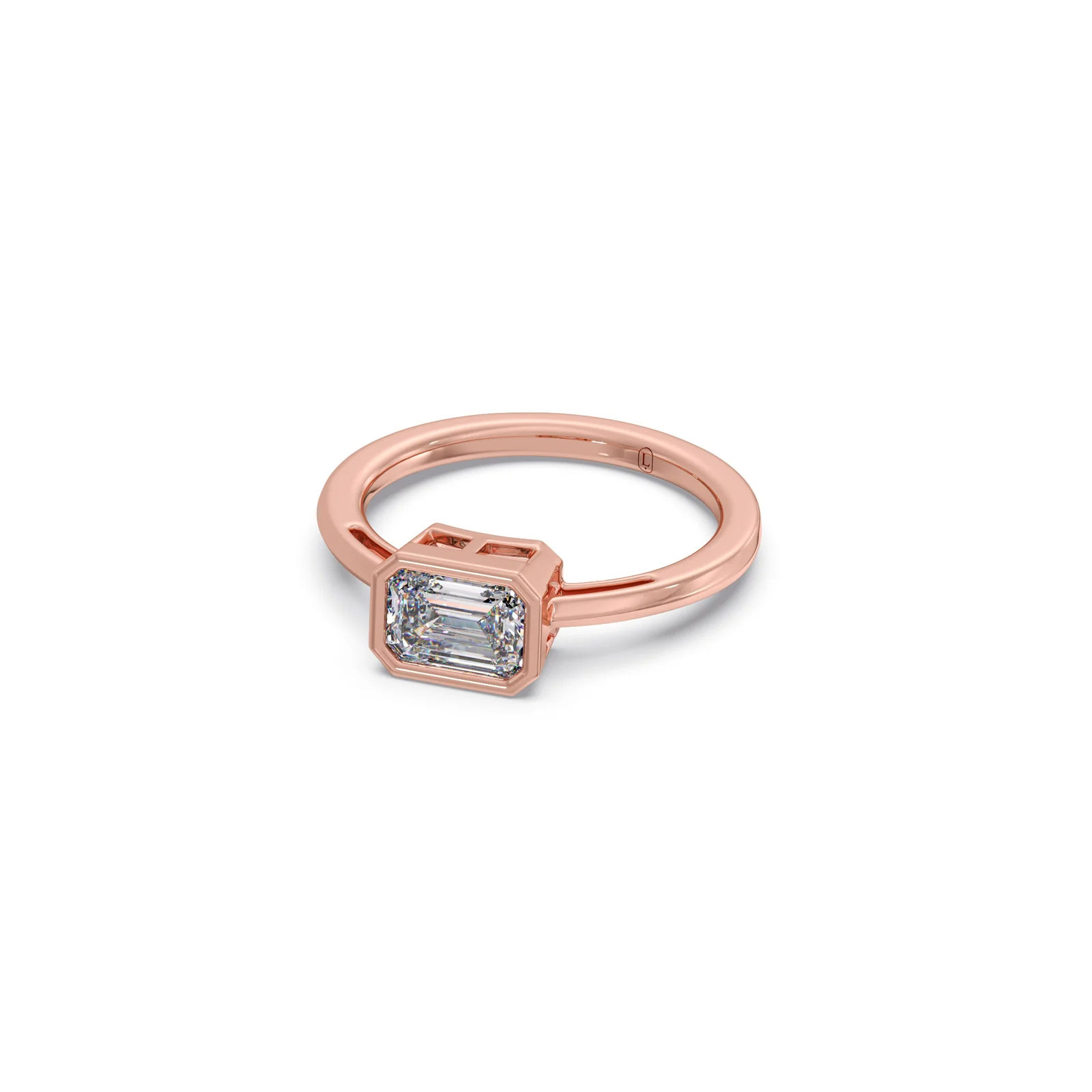 Sleek Emerald Cut Bezel Ring - Image 14