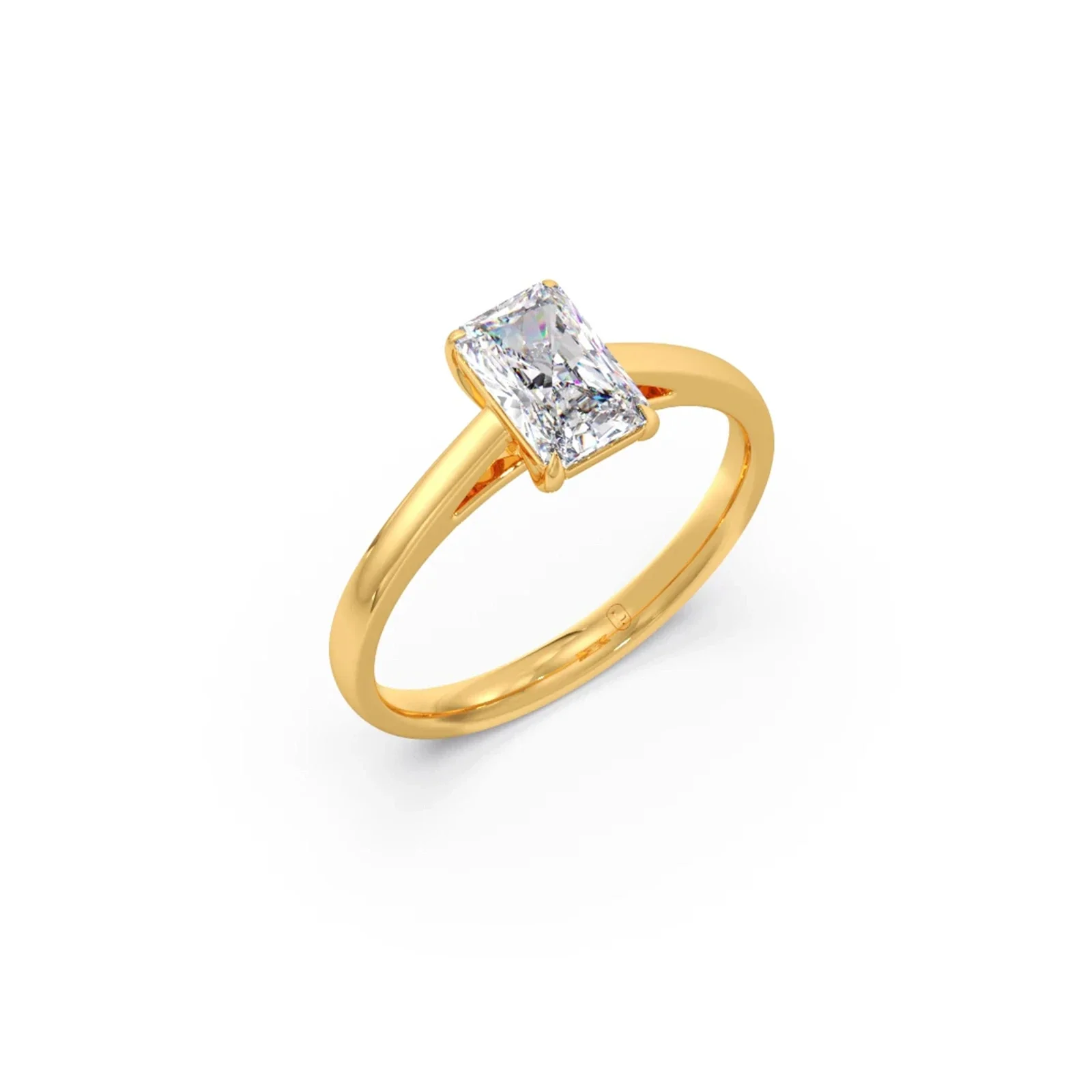 Solitaire Emerald Shape Diamond Engagement Ring - Image 5