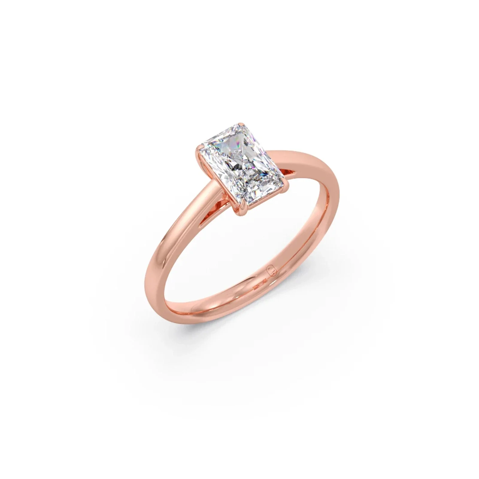 Solitaire Emerald Shape Diamond Engagement Ring - Image 9